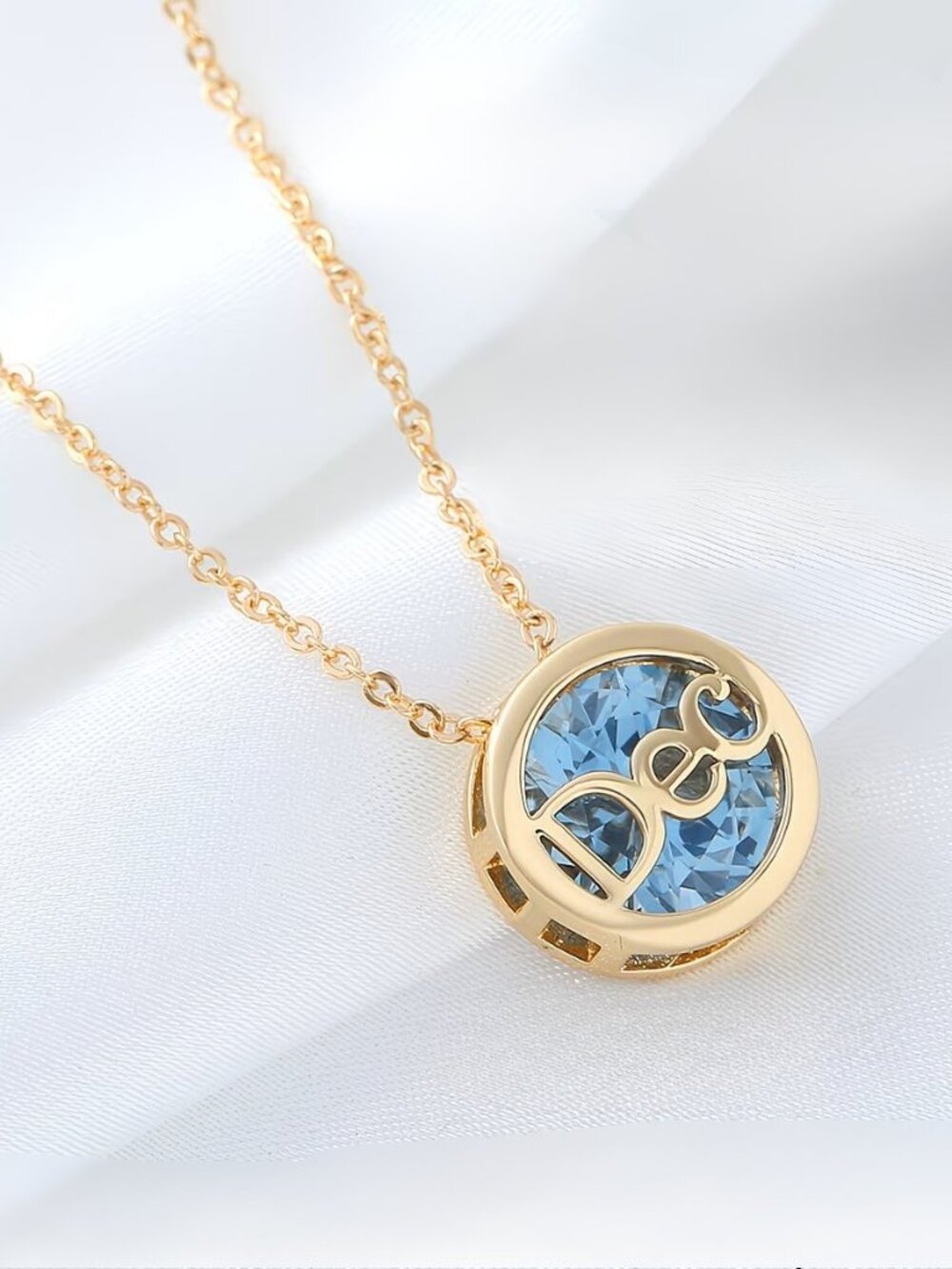 December Blue Topaz Birthstone Pendant Necklace Dec Birthday Jewelry Gift